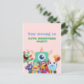 VERJAARDAGSKAART CUTE MONSTER PARTY KIDS BRIEFKAART (Staand voorkant)