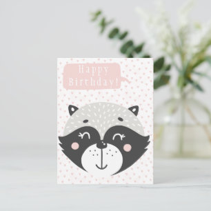 Verjaardagskaart Cute Racoon Kids Briefkaart