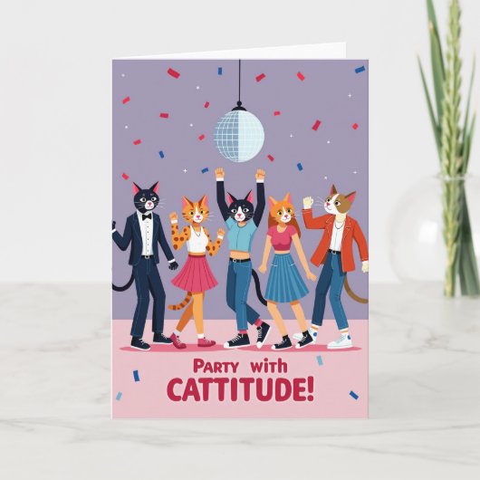 Verjaardagskaart Dansende Katten Kaart (Voorkant)