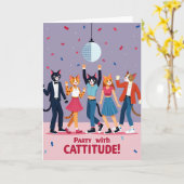 Verjaardagskaart Dansende Katten Kaart (Gele Bloem)