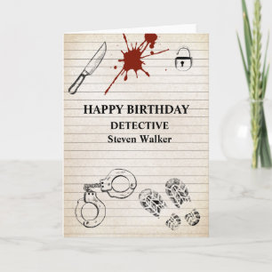Verjaardagskaart detective koude zaak dossier kaart