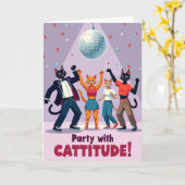 Verjaardagskaart Disco Kat Kaart (Gele Bloem)