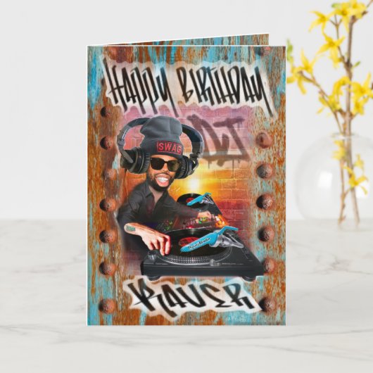 Verjaardagskaart DJ Raver Kaart (Gele Bloem)