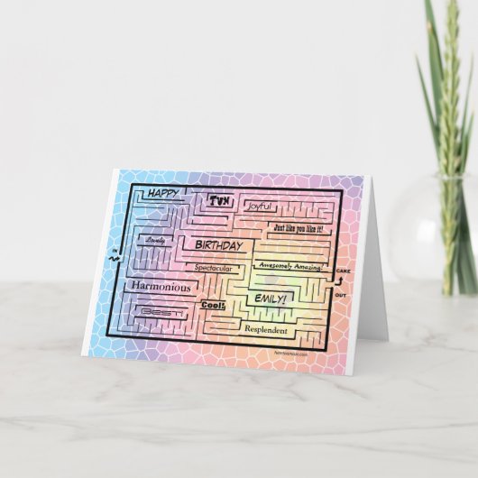Verjaardagskaart / doolhof voor Emily (aanpasbaar! Kaart (Voorkant)