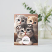 Verjaardagskaart Drie Kittens Briefkaart (Staand voorkant)
