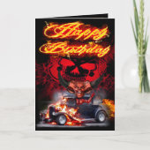 Verjaardagskaart duivel hot rod kaart (Voorkant)