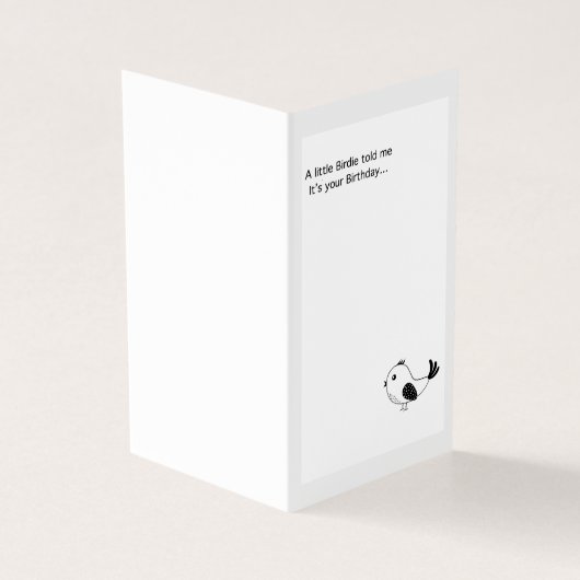 Verjaardagskaart. Een klein vogeltje vertelde me.. Kaart (Buitenkant)