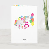 Verjaardagskaart eenhoorn voor 8-jarig meisje kaart (Achterkant)