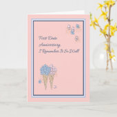 Verjaardagskaart eerste afspraakje roze met bloeme kaart (Gele Bloem)