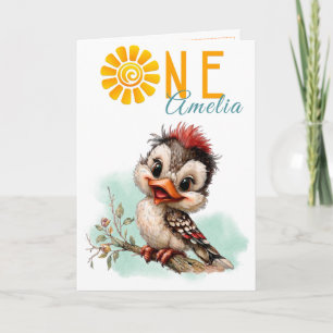 Verjaardagskaart eerste verjaardag bosdier vogel kaart