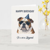 verjaardagskaart engelse bulldog kaart (Gele Bloem)