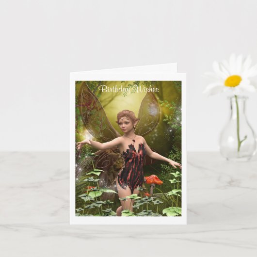 Verjaardagskaart Fantasy Fee in het Rood Kaart (Kleine Plant)