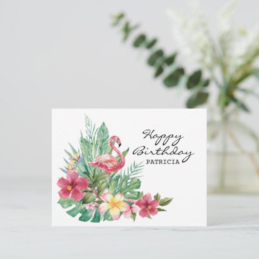 Verjaardagskaart Flamingo Postkaart (Staand voorkant)