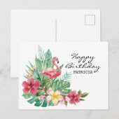 Verjaardagskaart Flamingo Postkaart (Voorkant / Achterkant)