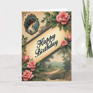 Verjaardagskaart Florale Dame Kaart