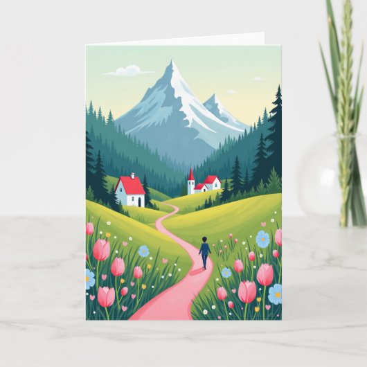 Verjaardagskaart 'Florale Reis' Kaart (Voorkant)