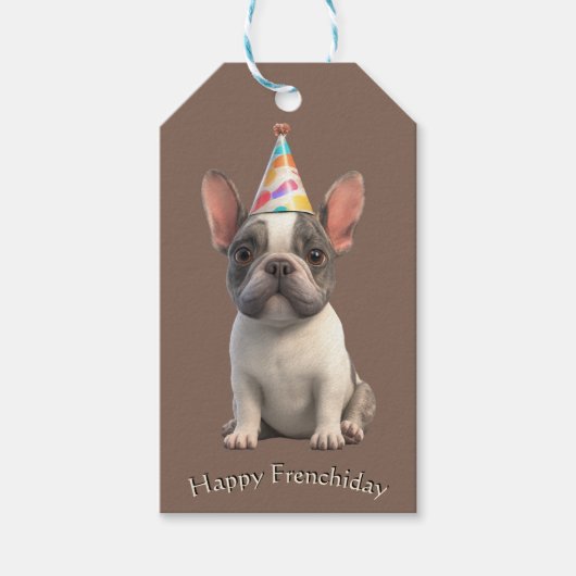 Verjaardagskaart Franse Bulldog Cadeaulabel (Voorkant)