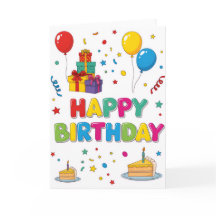 Verjaardagskaart “Gefeliciteerd” met vrolijke cart