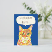 Verjaardagskaart gember kat tabby katjes briefkaart (Staand voorkant)