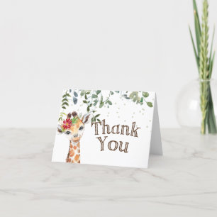 Verjaardagskaart gevouwen bedankkaart voor giraffe