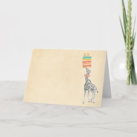 Verjaardagskaart Giraffe en Cake Kaart (Voorkant)