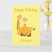 Verjaardagskaart Giraffe Kaart (Gele Bloem)