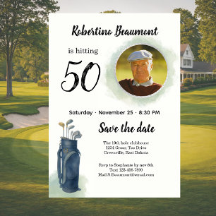 Verjaardagskaart golf thema foto 50ste verjaardag kaart