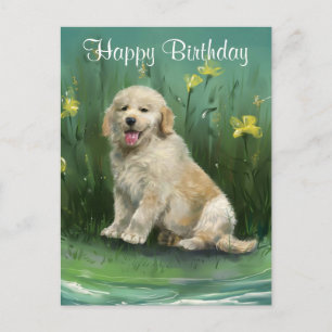 Verjaardagskaart Goud Retriever Puppy Ansichtkaart Briefkaart
