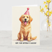 Verjaardagskaart Gouden Pup Kaart (Gele Bloem)