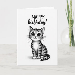 Verjaardagskaart Grijze Kitten Kaart
