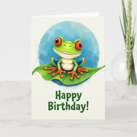 Verjaardagskaart Groene Kikker Kaart (Voorkant)