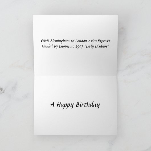 Verjaardagskaart - GWR Trein van Londen naar Birmi Kaart (Binnen)