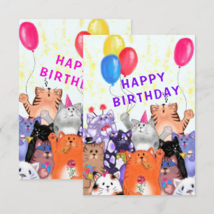 Verjaardagskaart Happy Cats Feestje Kaart