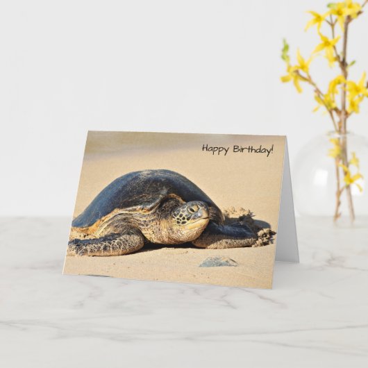 Verjaardagskaart Hawaiaanse Zeeschildpad Kaart (Gele Bloem)