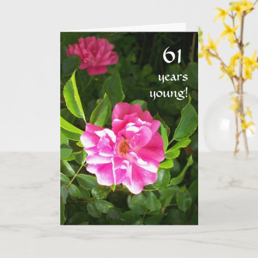  verjaardagsKaart - Helderroze rozen Kaart (Gele Bloem)