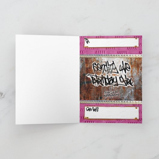 Verjaardagskaart hiphop meisje kaart (Binnen)