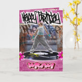 Verjaardagskaart hiphop meisje kaart (Gele Bloem)