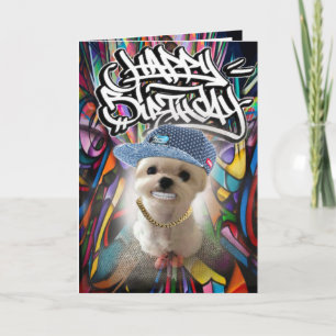 Verjaardagskaart hiphop puppy kaart