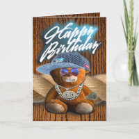 Verjaardagskaart hiphop teddybeer