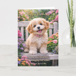 Verjaardagskaart Hond – Mopshond Tuinbank Kaart