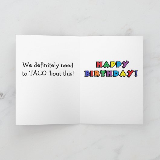 Verjaardagskaart Humoristische Cartoon Kat Tacos W Kaart (Binnen)