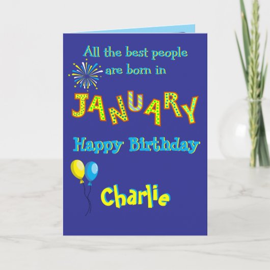 Verjaardagskaart Januari Vouwkaart Kaart (Voorkant)