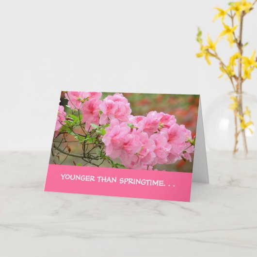 Verjaardagskaart, "jonger dan lente..." kaart (Gele Bloem)