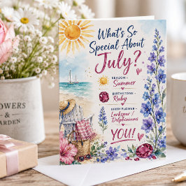Verjaardagskaart juli Geboortebloem juli Geboortes Kaart