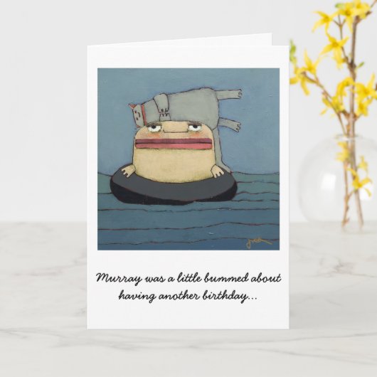 Verjaardagskaart kat kaart (Gele Bloem)