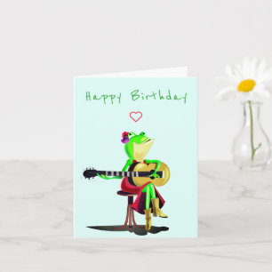 Verjaardagskaart Kikker Gitaar Spelend Grappig Kaart