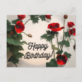 Verjaardagskaart, klaprozen bloemen,  briefkaart (Voorkant)