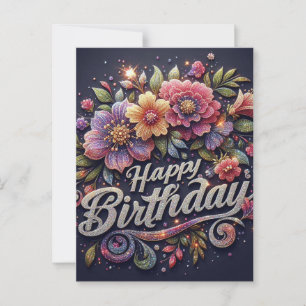 Verjaardagskaart: kleurrijke glitter briefkaart