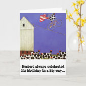 Verjaardagskaart koeien humoristisch kaart (Gele Bloem)