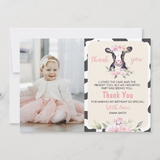 Verjaardagskaart koeienboerderij foto dankjewel ka bedankkaart (Voorkant)